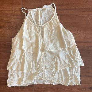 Cream colored ruffle tank top